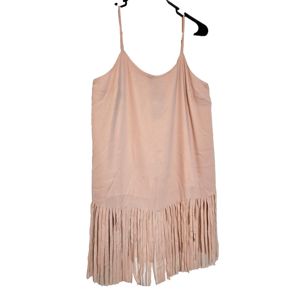 VTG-NWT's-Vince Camuto Sleeveless Fringe Bottom Hem Tank Top Nude Pink Size M - Picture 1 of 12